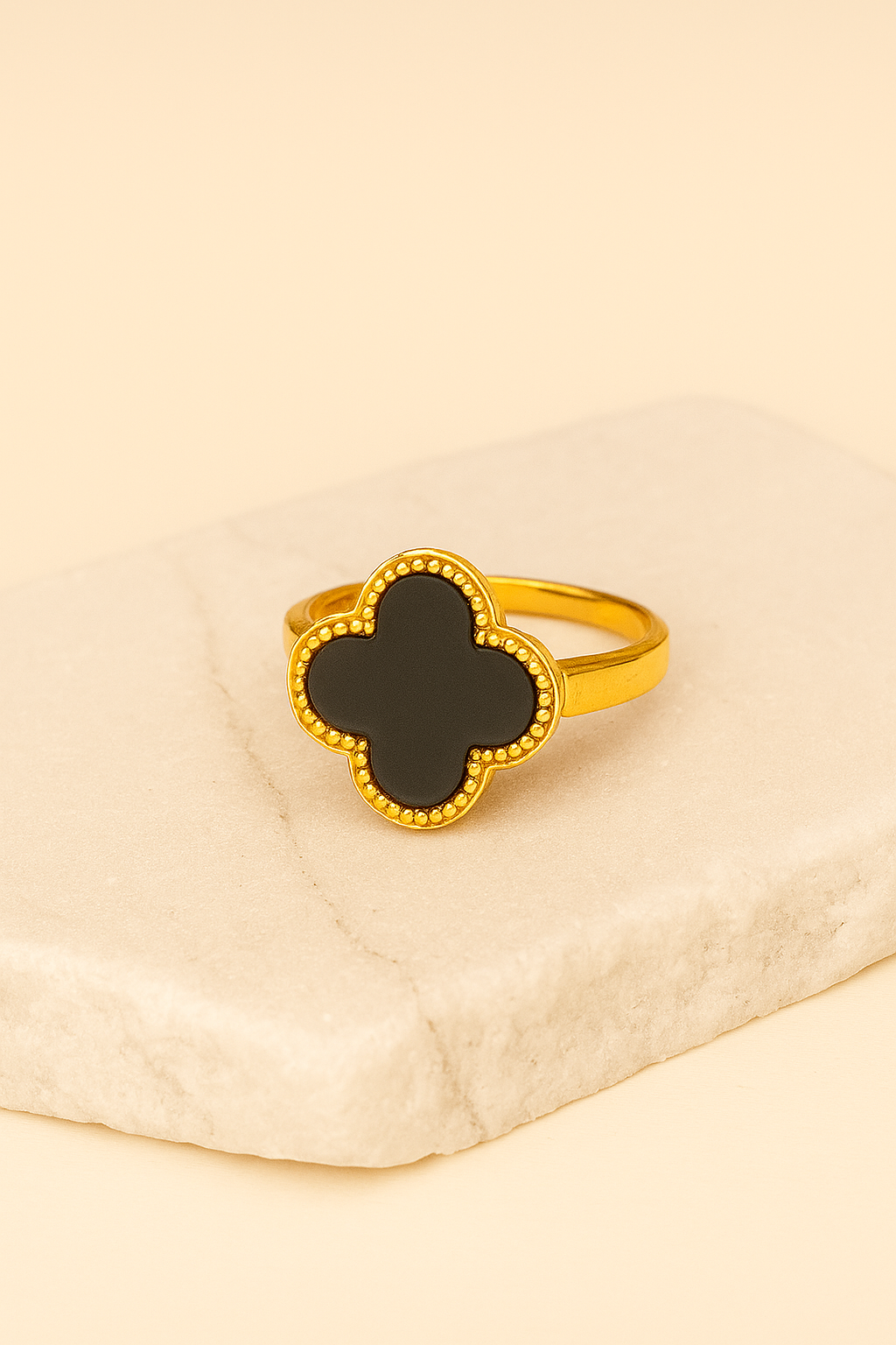 Gold-Plated Four-Leaf Clover Ring