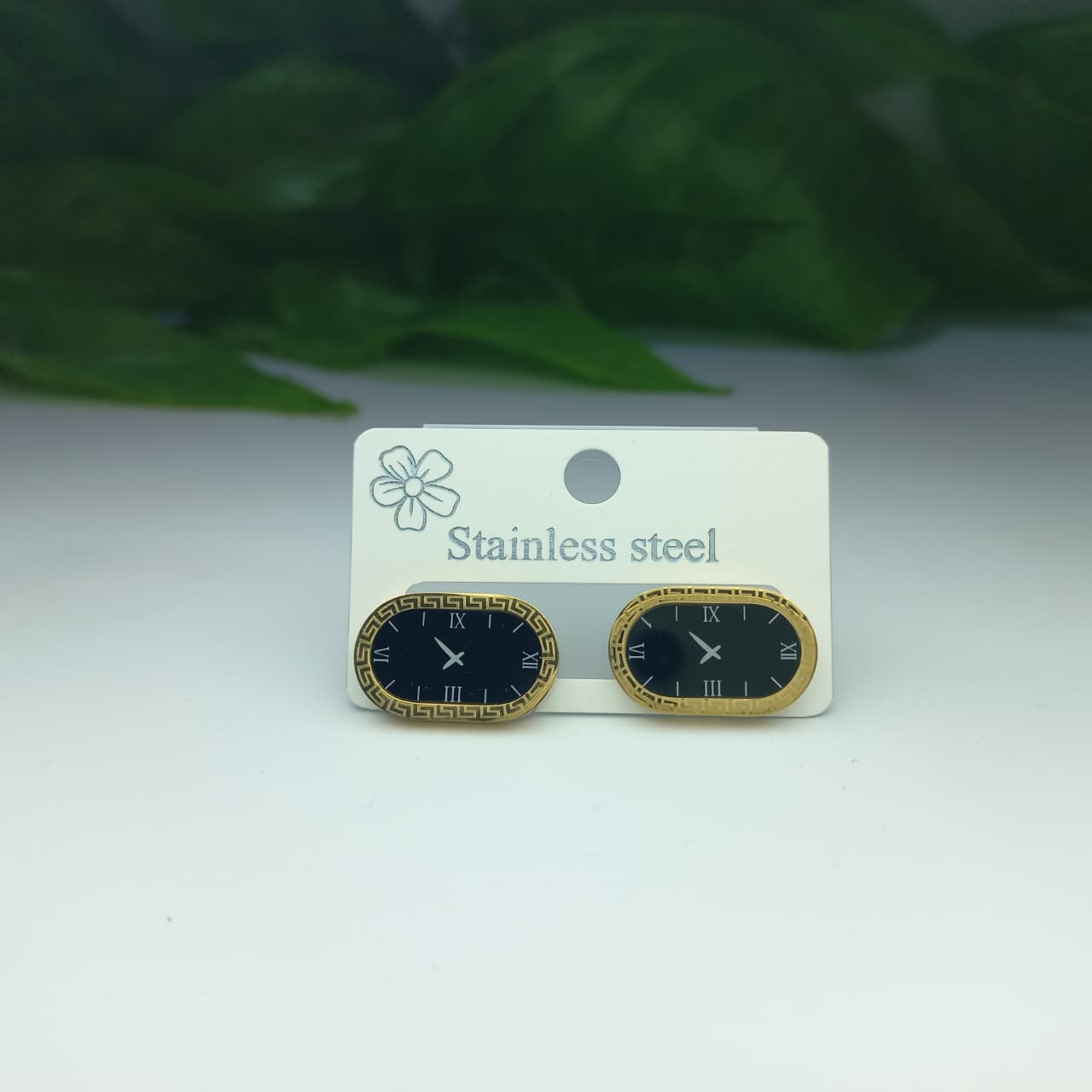 Luxury Vintage Clock Face Stud Earrings