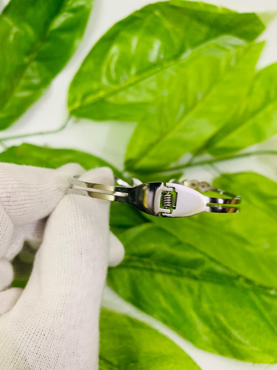 Whimsical Flutter Crystal Bangle - Silver Stainless Steel
