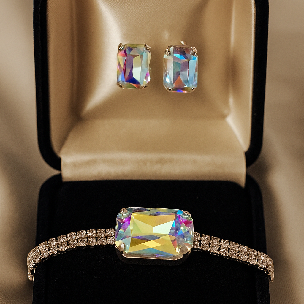 Emerald-Cut Statement Necklace & Earrings