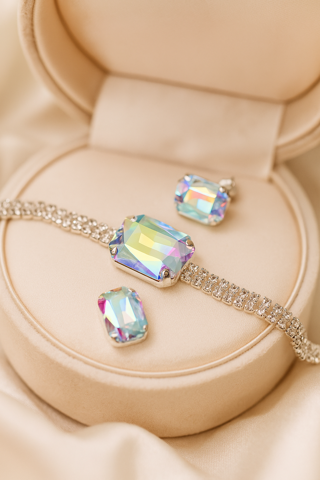 Emerald-Cut Statement Necklace & Earrings