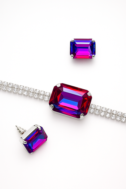 Cosmic Flare: Iridescent Crystal Jewelry Set ✨