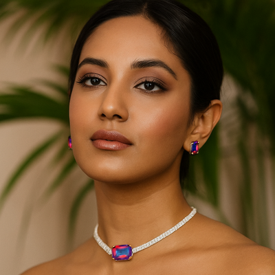 Cosmic Flare: Iridescent Crystal Jewelry Set ✨