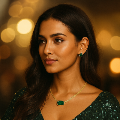 ✨💚Radiant Emerald Green & Gold Tone Jewelry Set 💚✨