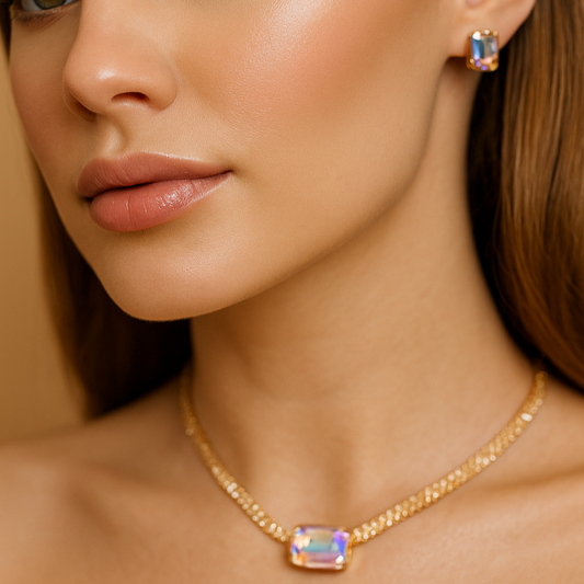 ✨ "Aurora Shimmer" Luxury Gold-Plated Bracelet & Earring Set ✨