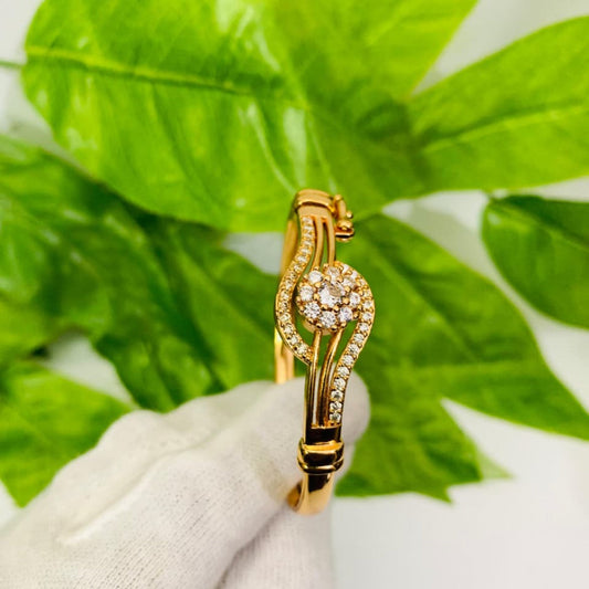 Radiant Bloom Crystal Bangle - Stainless Steel