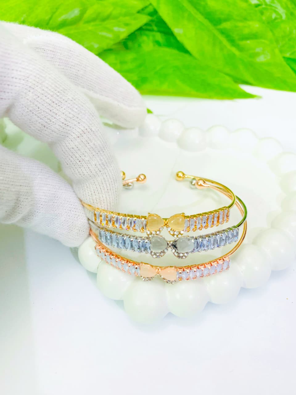 ✨ Dazzling Cubic Zirconia Cuff Bracelets - Gold, Silver, Rose Gold