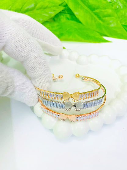 ✨ Dazzling Cubic Zirconia Cuff Bracelets - Gold, Silver, Rose Gold