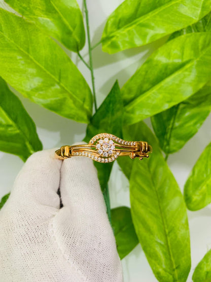 Radiant Bloom Crystal Bangle - Stainless Steel