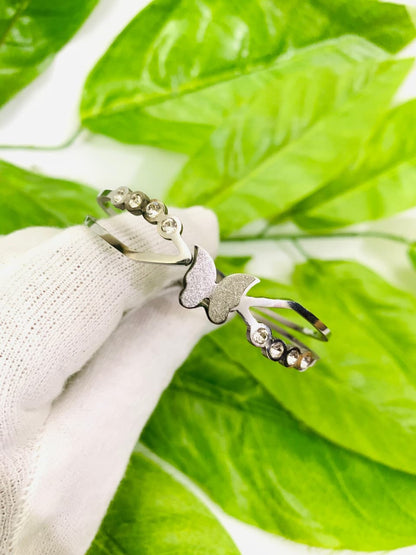 Whimsical Flutter Crystal Bangle - Silver Stainless Steel