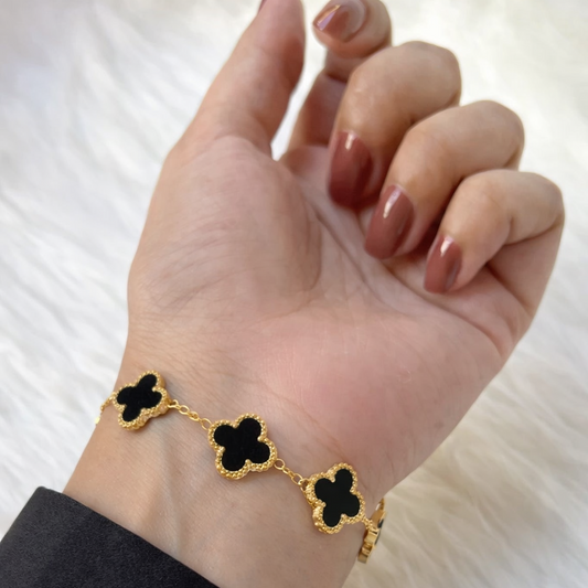 Luxury Gold & Black Four-Leaf Clover