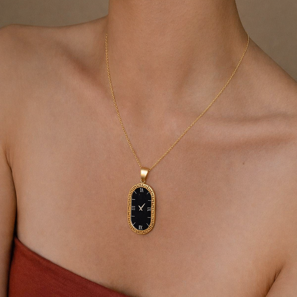 Inspired Roman Numeral Clock Pendant Necklace
