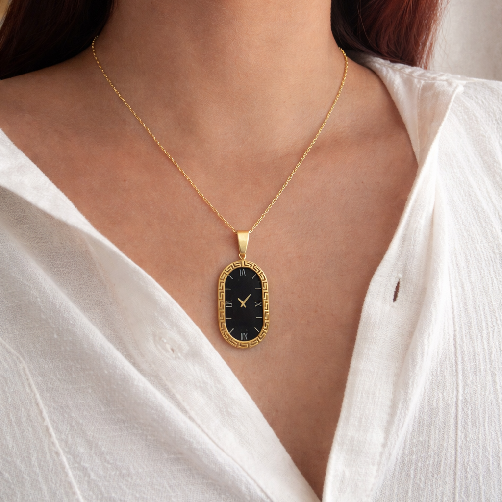Inspired Roman Numeral Clock Pendant Necklace