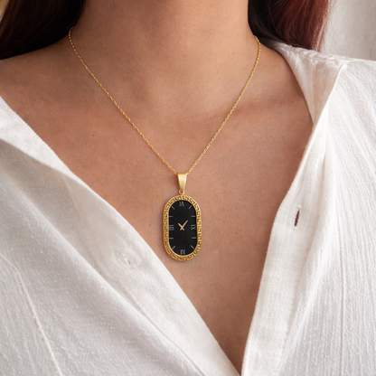 Inspired Roman Numeral Clock Pendant Necklace