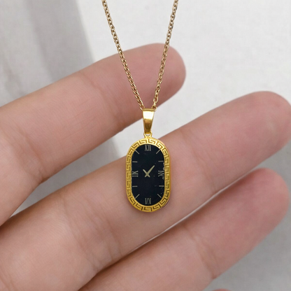Inspired Roman Numeral Clock Pendant Necklace