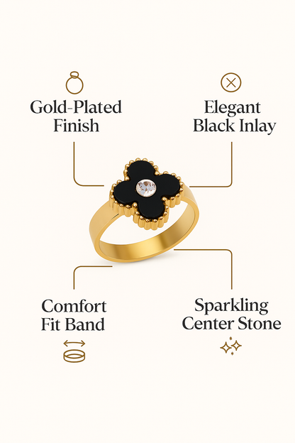 Gold-Plated Four-Leaf Clover Ring