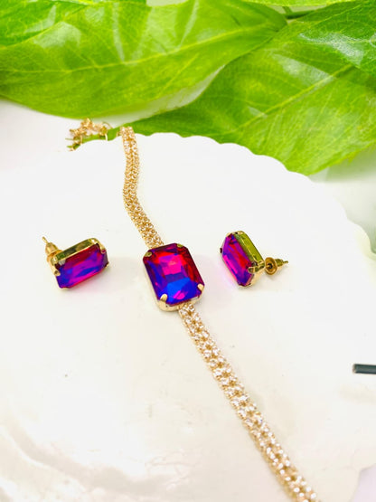 Cosmic Flare: Iridescent Crystal Jewelry Set ✨