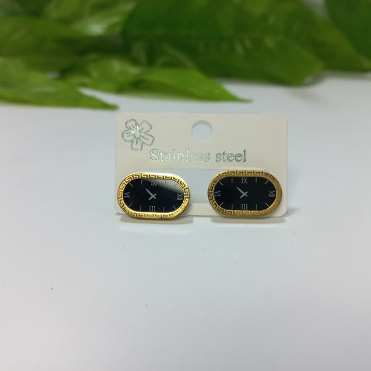 Luxury Vintage Clock Face Stud Earrings