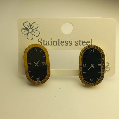 Luxury Vintage Clock Face Stud Earrings