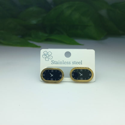 Luxury Vintage Clock Face Stud Earrings