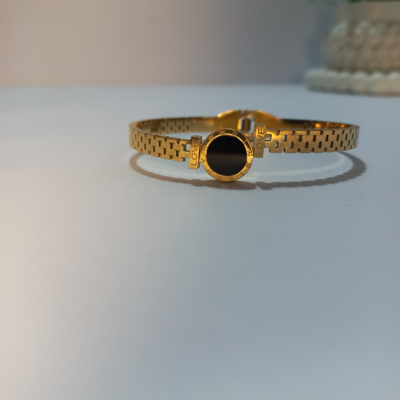 Bracelet with Black Round Center