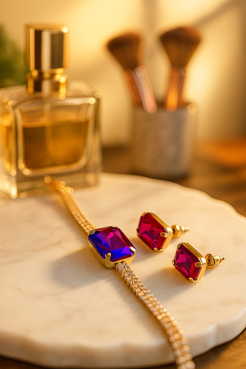 Cosmic Flare: Iridescent Crystal Jewelry Set ✨