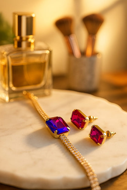 Cosmic Flare: Iridescent Crystal Jewelry Set ✨