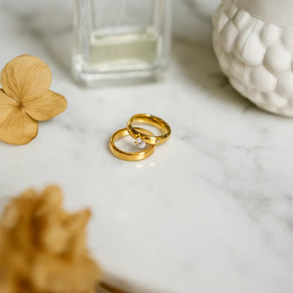 Elegant Gold-Plated Couple's Ring Set