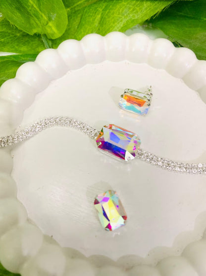 Emerald-Cut Statement Necklace & Earrings