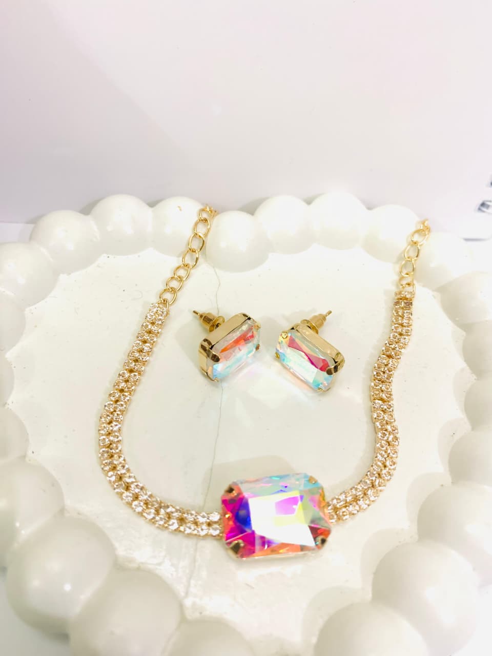 Emerald-Cut Statement Necklace & Earrings