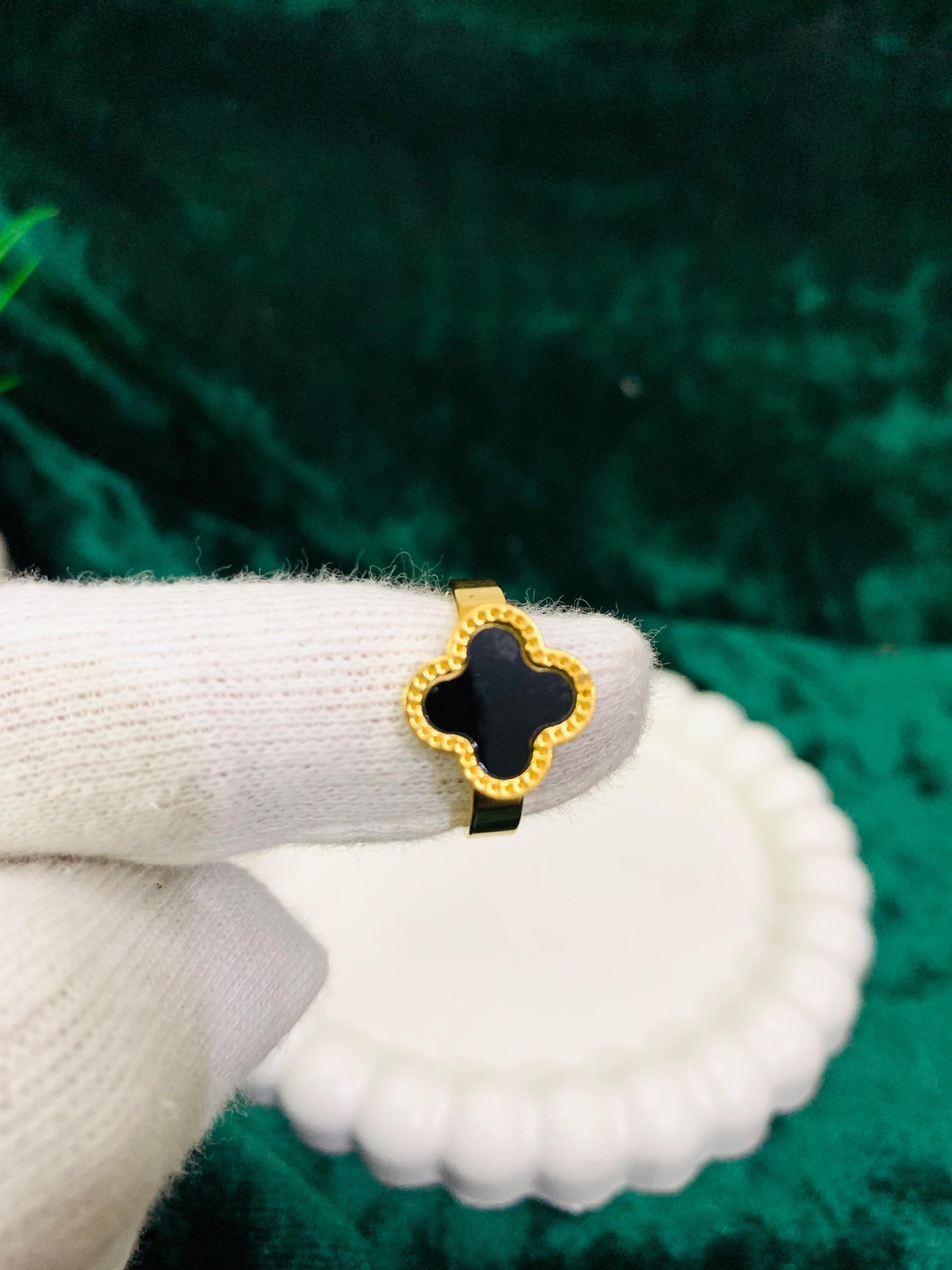 Gold-Plated Four-Leaf Clover Ring