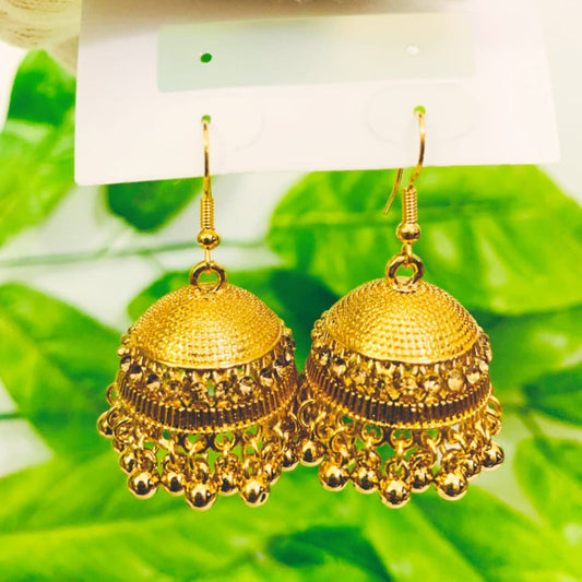 Traditional Bell Jhumki Earrings - Gold, Silver, & Black
