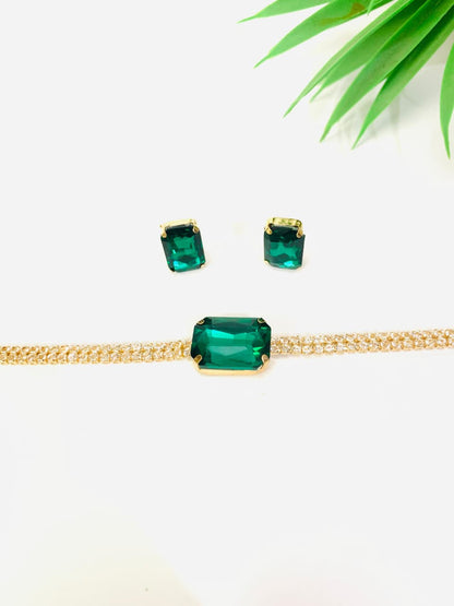 ✨💚Radiant Emerald Green & Gold Tone Jewelry Set 💚✨