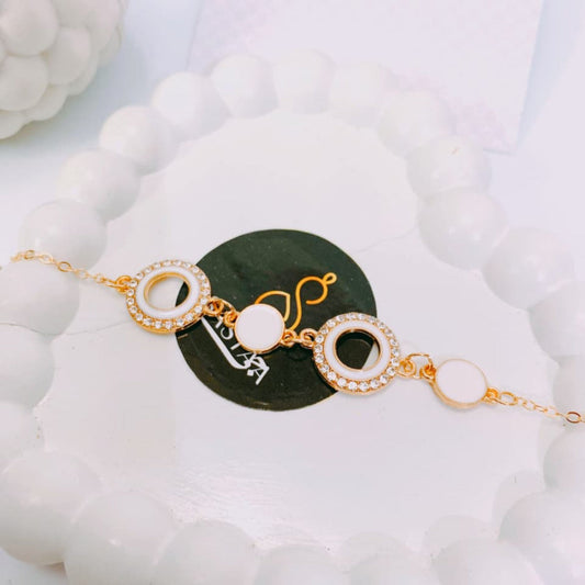 ✨ "Elegant Circles" Gold-Tone & Enamel Bracelet ✨