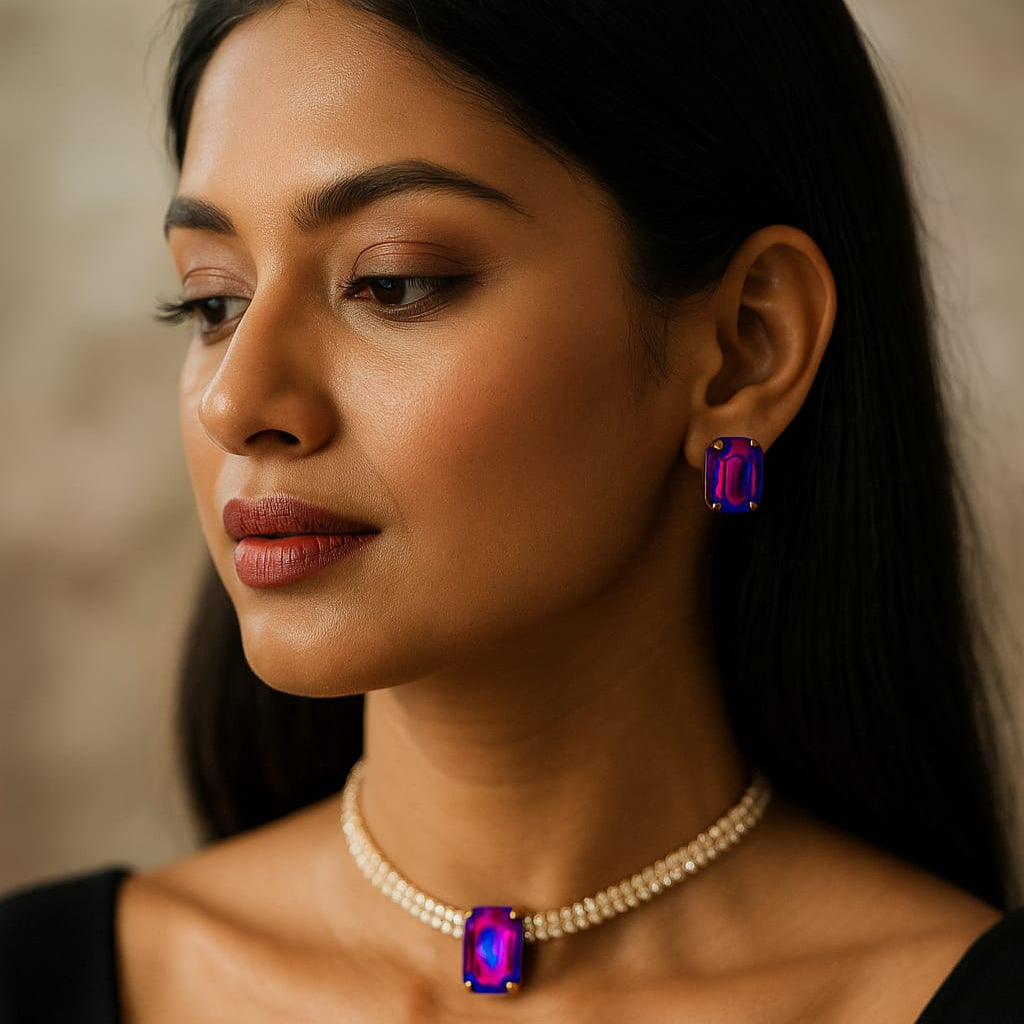 Cosmic Flare: Iridescent Crystal Jewelry Set ✨